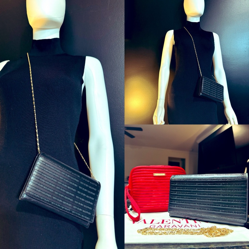 Authentic Valentino Marudini  Black leather wallet & Giorgio Armani Red pouch